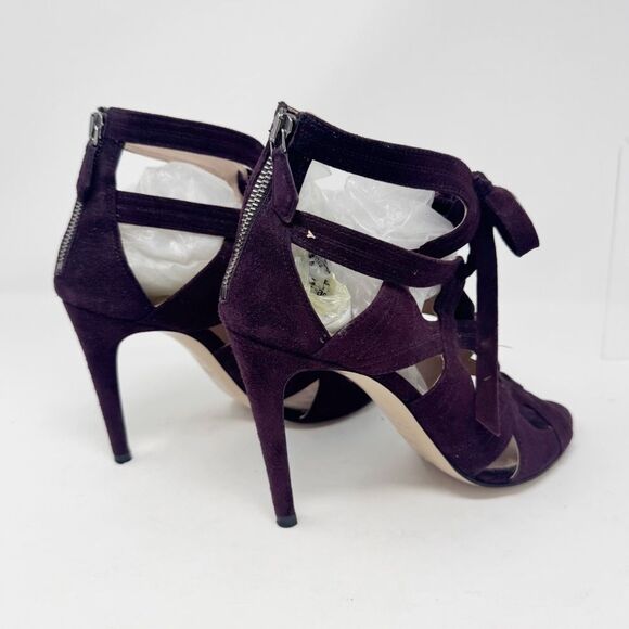 MIU MIU | Deep Purple Suede Strappy Heels Booties Women’s Size 37.5 (7-7.5) - Picture 7 of 12